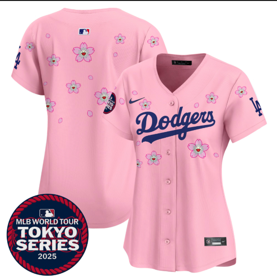 Women Los Angeles Dodgers Tokyo Series 2025 pink blank Limited Stitched Jersey